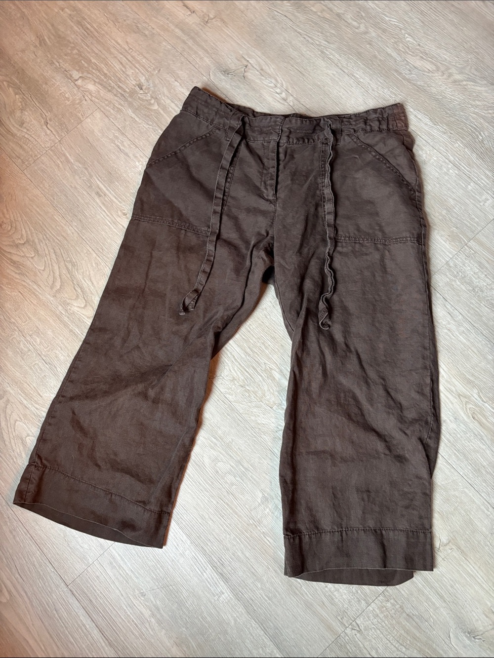 Old Navy Brown Capris with Drawstring Waist linen